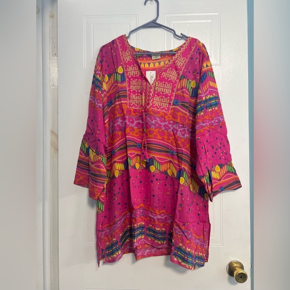 Pink pattern tunic , comfy tunic , top - Picture 1 of 4